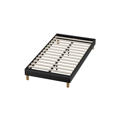 Oikiture Bed Frame King Single Bed Base Black Leather-Bed Frame-PEROZ Accessories