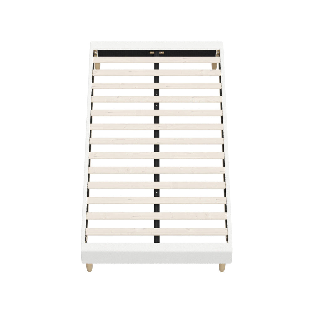 Oikiture Bed Frame King Single Size Bed Base White Boucle-Bed Frame-PEROZ Accessories