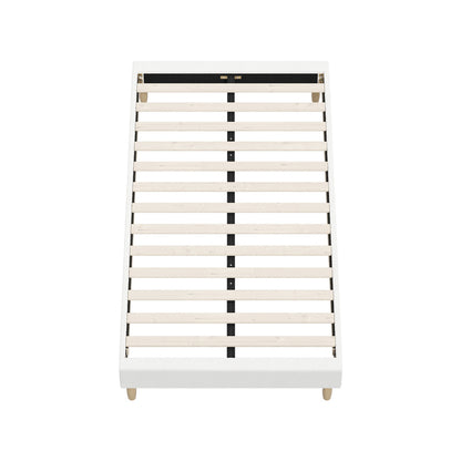 Oikiture Bed Frame King Single Size Bed Base White Boucle-Bed Frame-PEROZ Accessories