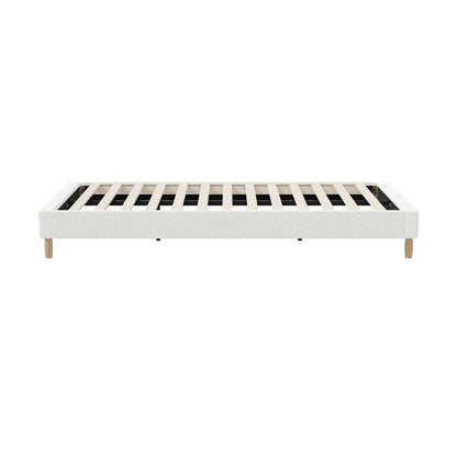 Oikiture Bed Frame King Single Size Bed Base White Boucle-Bed Frame-PEROZ Accessories