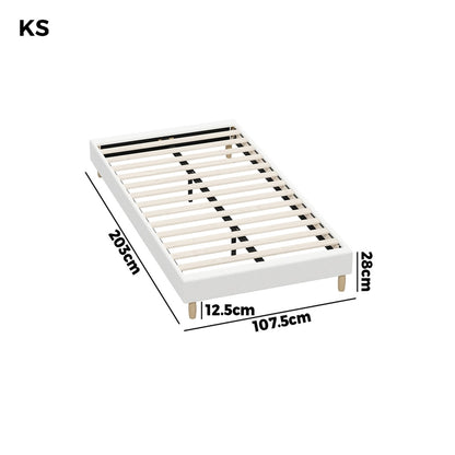 Oikiture Bed Frame King Single Size Bed Base White Boucle-Bed Frame-PEROZ Accessories