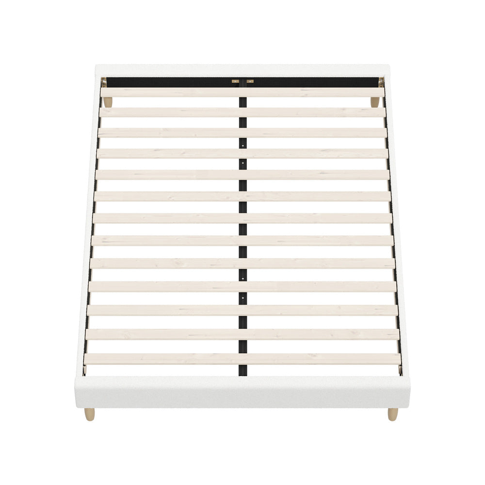 Oikiture Bed Frame Queen Size Bed Base White Boucle-Bed Frame-PEROZ Accessories