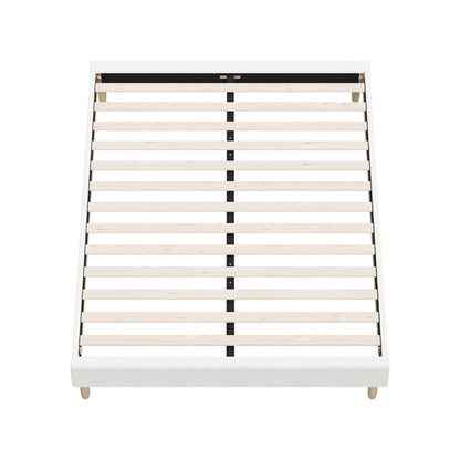 Oikiture Bed Frame Queen Size Bed Base White Boucle-Bed Frame-PEROZ Accessories
