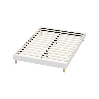 Oikiture Bed Frame Queen Size Bed Base White Boucle-Bed Frame-PEROZ Accessories
