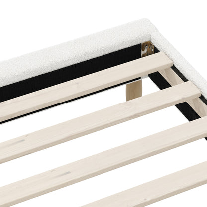 Oikiture Bed Frame Queen Size Bed Base White Boucle-Bed Frame-PEROZ Accessories