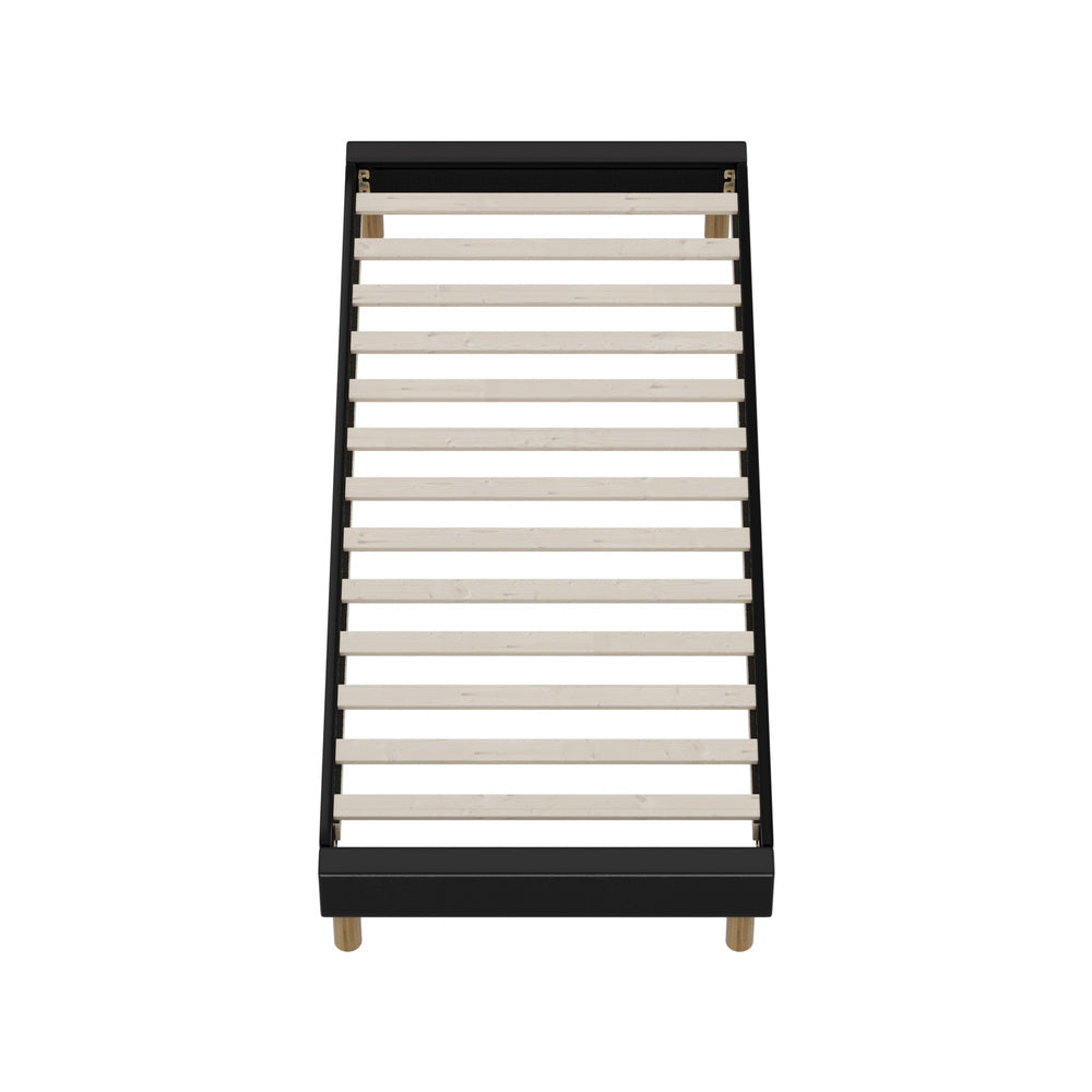 Oikiture Bed Frame Single Size Bed Base Black Leather-Bed Frame-PEROZ Accessories