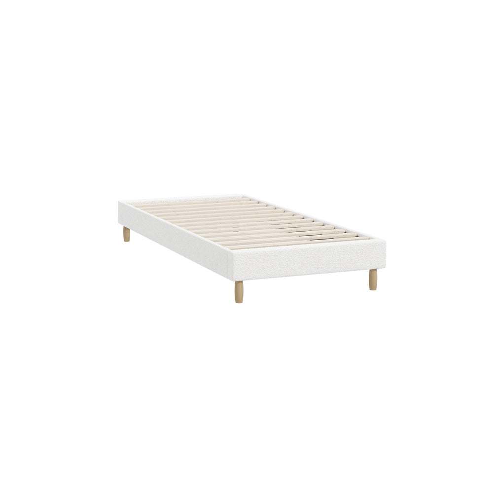 Oikiture Bed Frame Single Size Bed Base White Boucle-Bed Frame-PEROZ Accessories