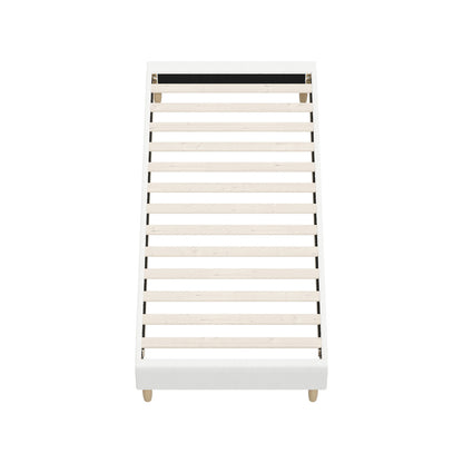Oikiture Bed Frame Single Size Bed Base White Boucle-Bed Frame-PEROZ Accessories