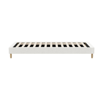 Oikiture Bed Frame Single Size Bed Base White Boucle-Bed Frame-PEROZ Accessories