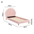 Oikiture Single Bed Frame Scallop-Shape Bedhead Pink Velvet-Bed Frames-PEROZ Accessories