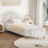 Oikiture Boucle Bed Frame with Ottoman Set Scallop Shaped Sherpa Bedhead Single-Bed Frame-PEROZ Accessories