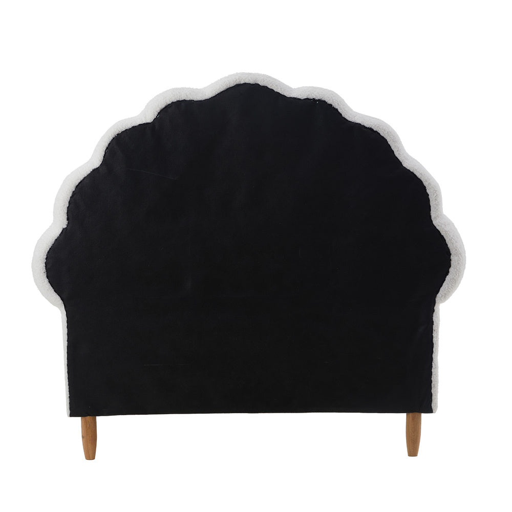 Oikiture Single Bed Frame Scallop-Shape Bedhead White Boucle-Bed Frames-PEROZ Accessories