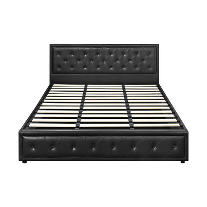 Oikiture King Bed Frame with Storage Space Gas Lift Bed Mattress Base Black-Bed Frames-PEROZ Accessories