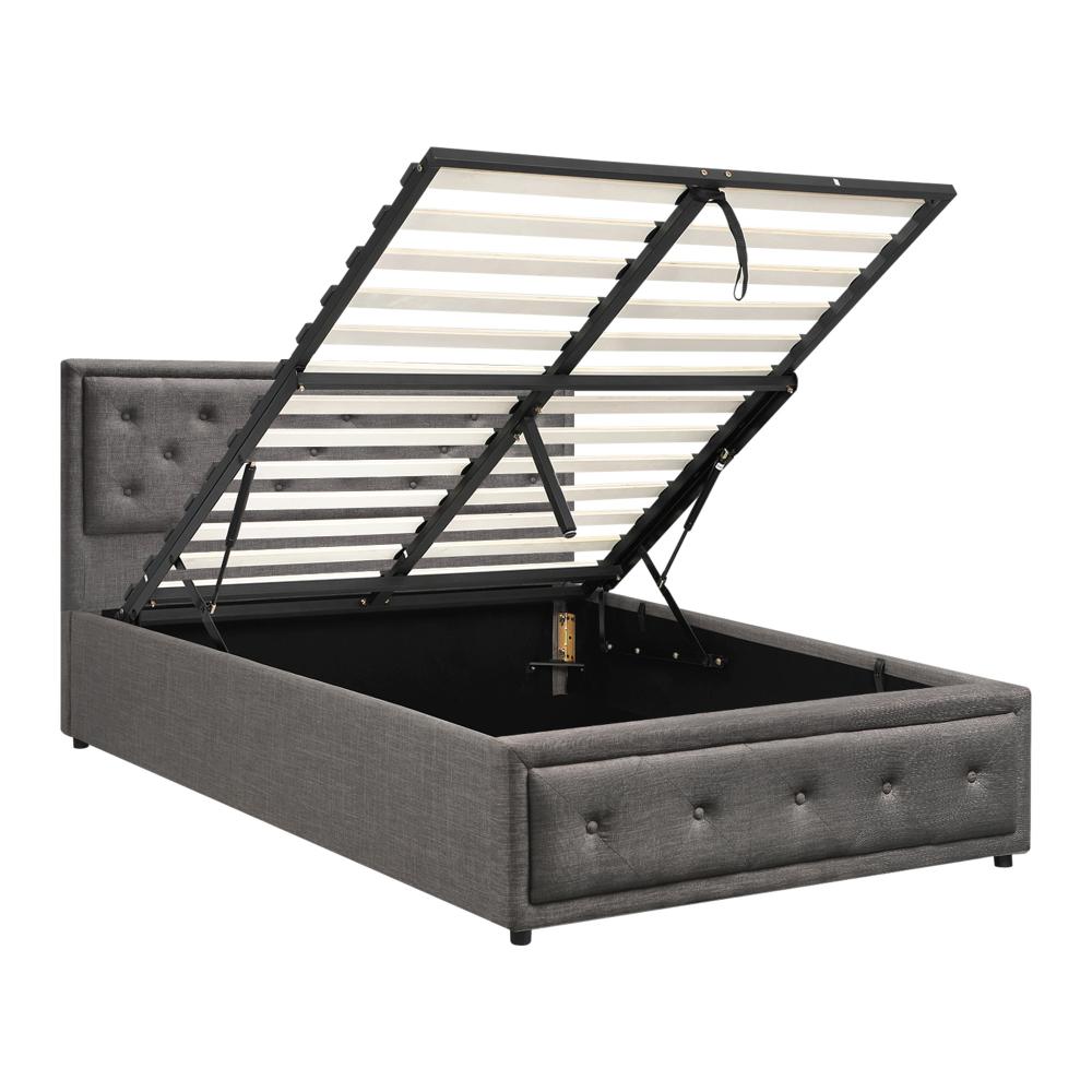 Oikiture King Single Bed Frame with Storage Space Gas Lift Bed Mattress Base Grey-Bed Frame-PEROZ Accessories