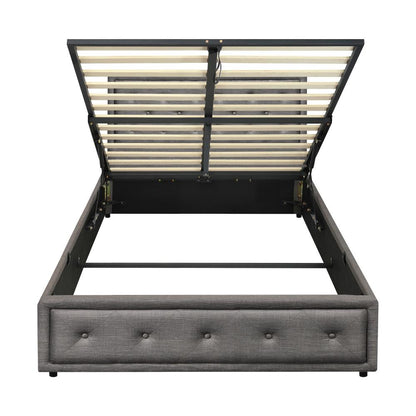 Oikiture King Single Bed Frame with Storage Space Gas Lift Bed Mattress Base Grey-Bed Frame-PEROZ Accessories
