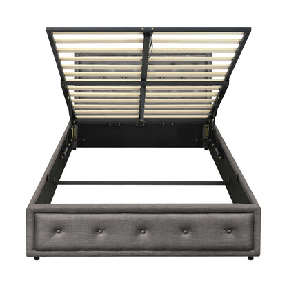 Oikiture King Single Bed Frame with Storage Space Gas Lift Bed Mattress Base Grey-Bed Frame-PEROZ Accessories