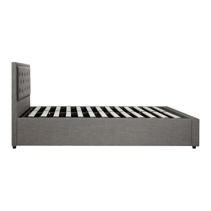 Oikiture King Single Bed Frame with Storage Space Gas Lift Bed Mattress Base Grey-Bed Frame-PEROZ Accessories
