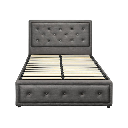 Oikiture King Single Bed Frame with Storage Space Gas Lift Bed Mattress Base Grey-Bed Frame-PEROZ Accessories