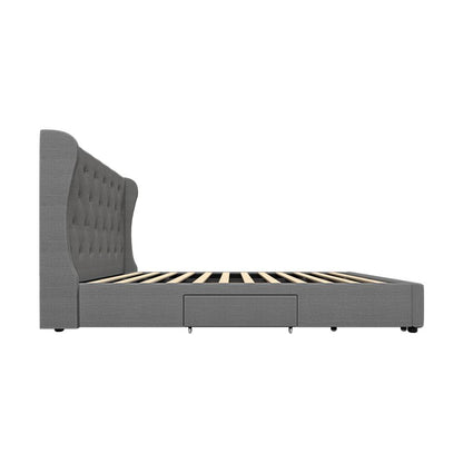 Oikiture Bed Frame Double Size Frames with 4 Storage Drawers Collection-Bed Frames-PEROZ Accessories