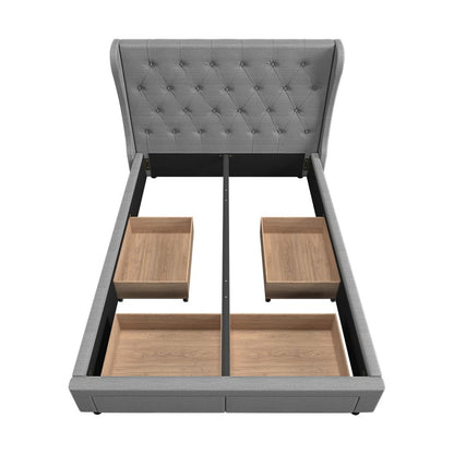 Oikiture Bed Frame Double Size Frames with 4 Storage Drawers Collection-Bed Frames-PEROZ Accessories