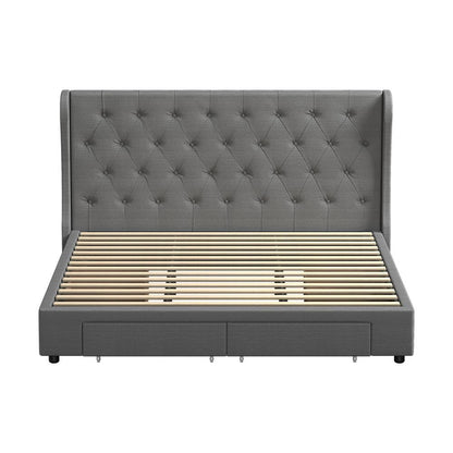 Oikiture Bed Frame King Size Frames with 4 Storage Drawers-Bed Frames-PEROZ Accessories