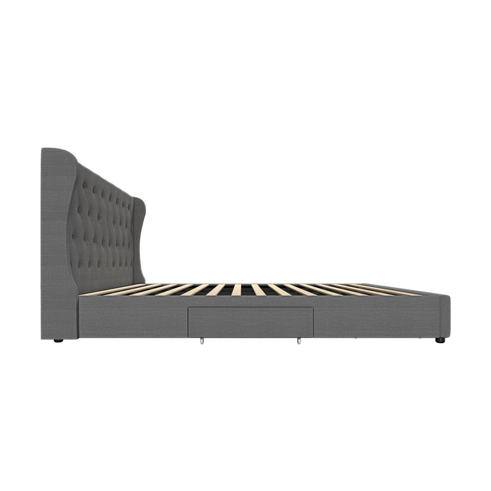 Oikiture Bed Frame King Size Frames with 4 Storage Drawers-Bed Frames-PEROZ Accessories