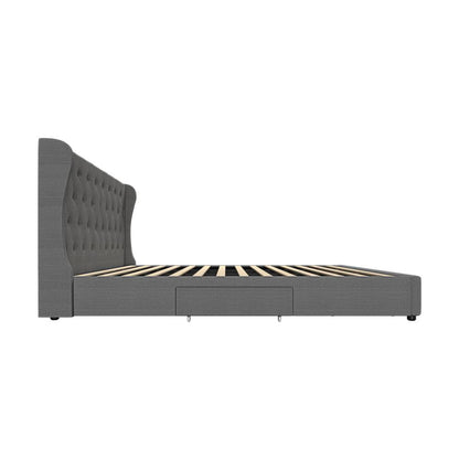 Oikiture Bed Frame King Size Frames with 4 Storage Drawers-Bed Frames-PEROZ Accessories