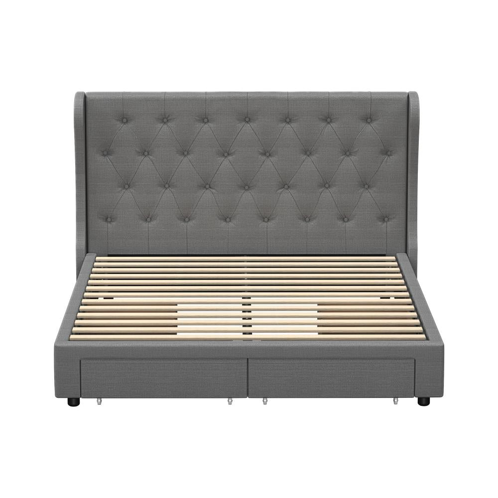 Oikiture Bed Frame Queen Size Frames with 4 Storage Drawers-Bed Frames-PEROZ Accessories