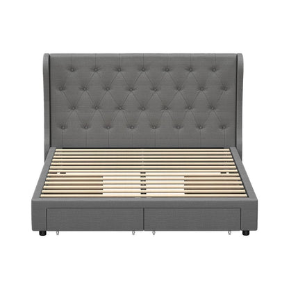 Oikiture Bed Frame Queen Size Frames with 4 Storage Drawers-Bed Frames-PEROZ Accessories