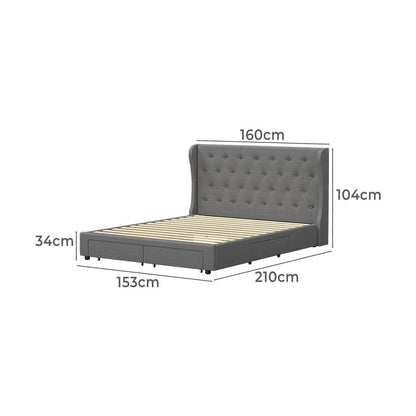 Oikiture Bed Frame Queen Size Frames with 4 Storage Drawers-Bed Frames-PEROZ Accessories