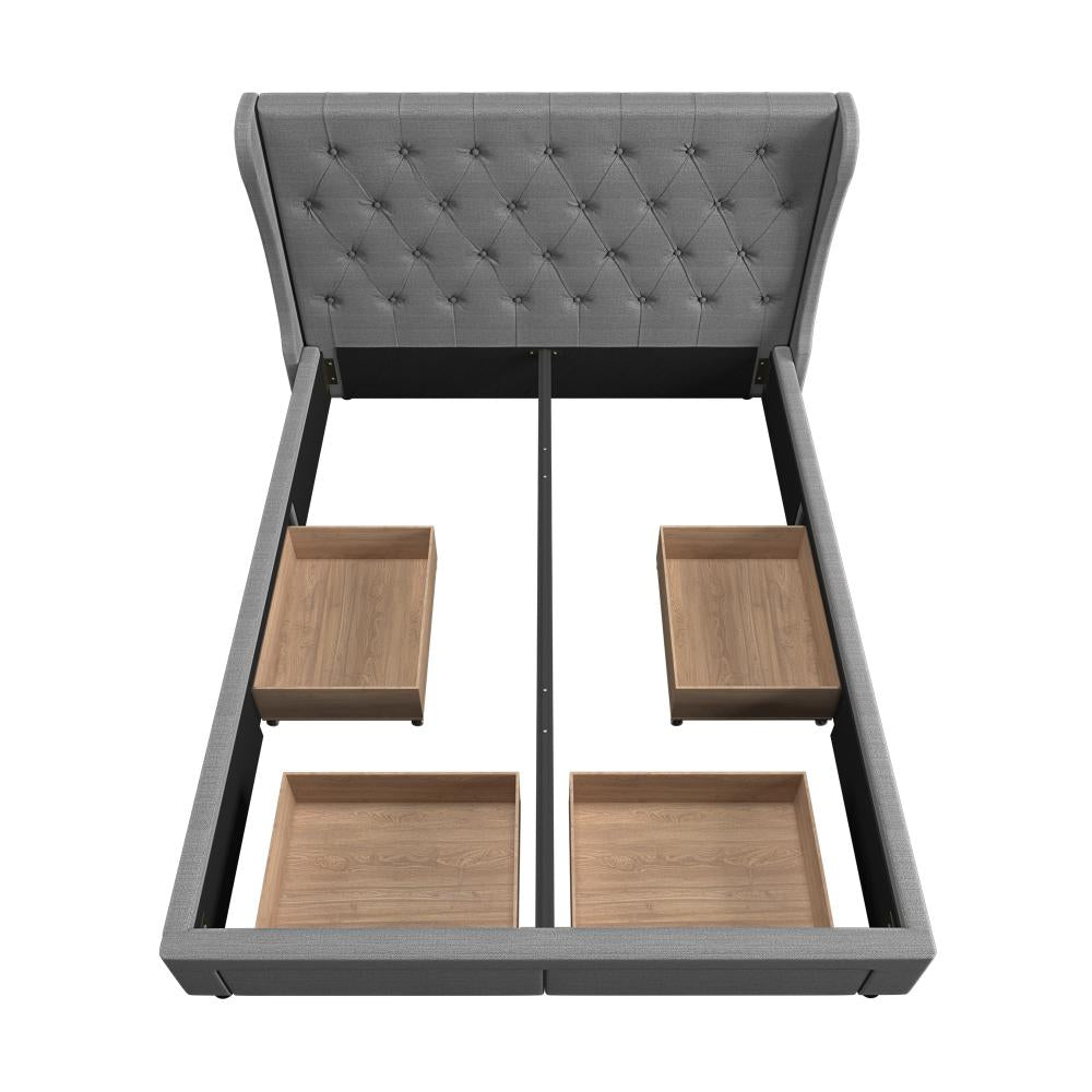 Oikiture Bed Frame Queen Size Frames with 4 Storage Drawers-Bed Frames-PEROZ Accessories