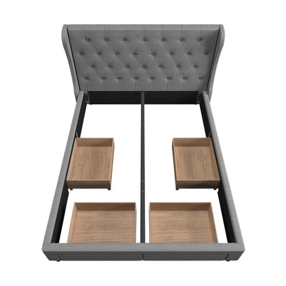 Oikiture Bed Frame Queen Size Frames with 4 Storage Drawers-Bed Frames-PEROZ Accessories