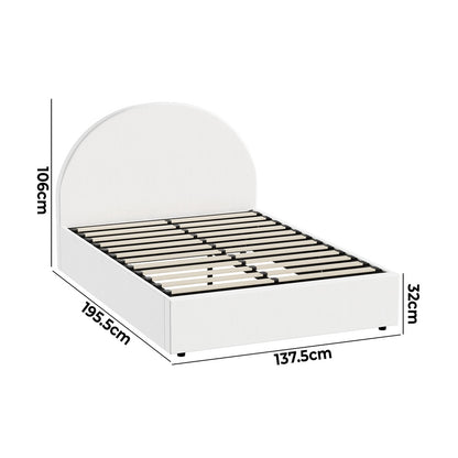 Oikiture Bed Frame Double Size With Gas Lift Base PU Leather White-Bed Frames-PEROZ Accessories