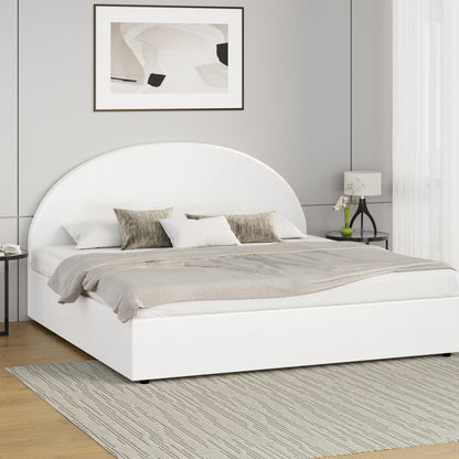 Oikiture Bed Frame King Size With Gas Lift Base PU Leather White-Bed Frames-PEROZ Accessories