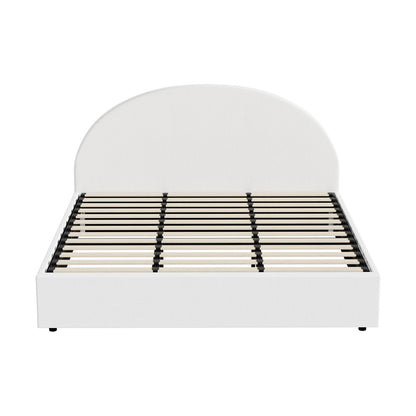 Oikiture Bed Frame King Size With Gas Lift Base PU Leather White-Bed Frames-PEROZ Accessories