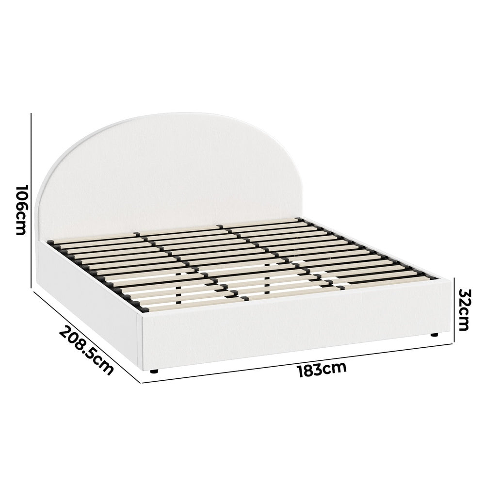 Oikiture Bed Frame King Size With Gas Lift Base PU Leather White-Bed Frames-PEROZ Accessories