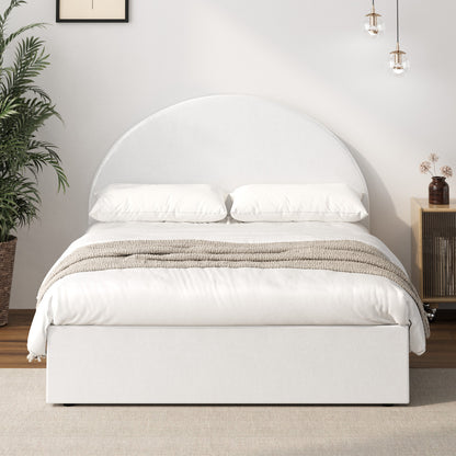 Oikiture Bed Frame King Single With Gas Lift Base PU Leather White-Bed Frames-PEROZ Accessories