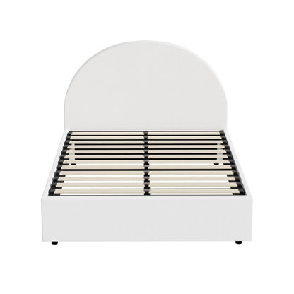 Oikiture Bed Frame Queen Size With Gas Lift Base PU Leather White-Bed Frames-PEROZ Accessories