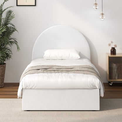 Oikiture Bed Frame Single Size With Gas Lift Base PU Leather White-Bed Frames-PEROZ Accessories