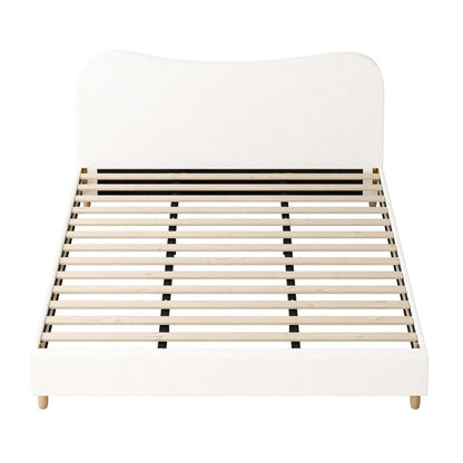 Oikiture Bed Frame King Size White Boucle Cloud Shape-Bed Frames-PEROZ Accessories