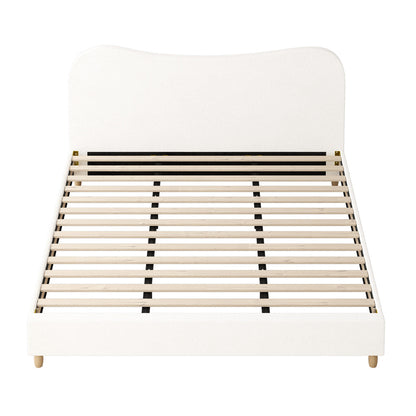 Oikiture Bed Frame King Size White Boucle Cloud Shape-Bed Frames-PEROZ Accessories
