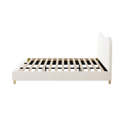 Oikiture Bed Frame King Size White Boucle Cloud Shape-Bed Frames-PEROZ Accessories