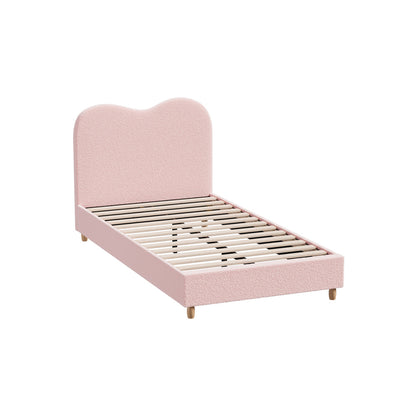 Oikiture Bed Frame King Single Size Pink Boucle Cloud Shape-Bed Frame-PEROZ Accessories