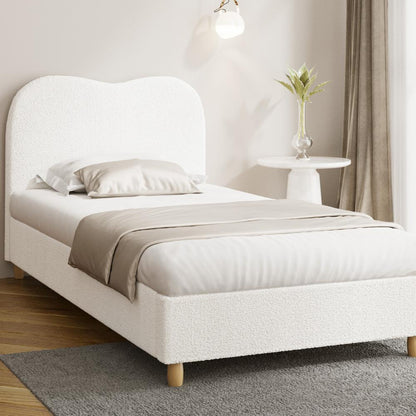 Oikiture Bed Frame King Single White Boucle Cloud Shape-Bed Frames-PEROZ Accessories