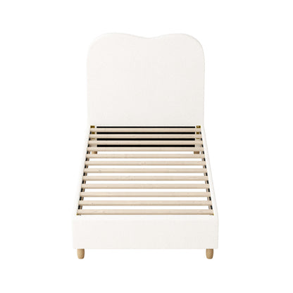 Oikiture Bed Frame Single Size White Boucle Cloud Shape-Bed Frames-PEROZ Accessories