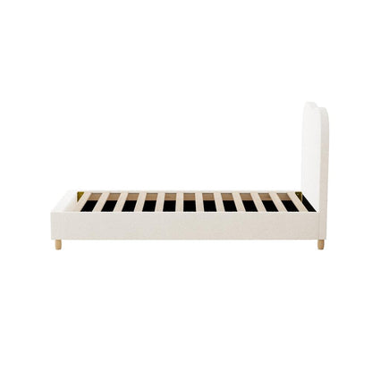Oikiture Bed Frame Single Size White Boucle Cloud Shape-Bed Frames-PEROZ Accessories