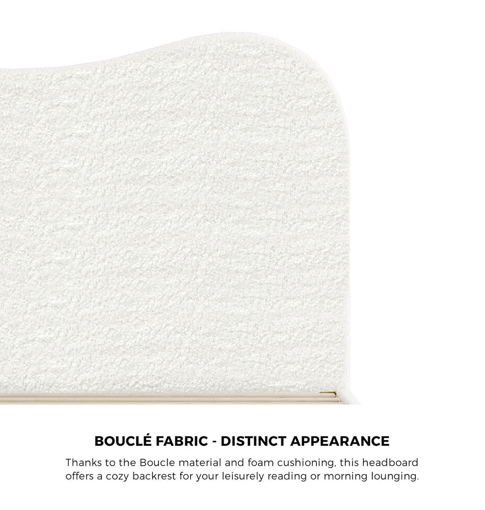 Oikiture Bed Frame Single Size White Boucle Cloud Shape-Bed Frames-PEROZ Accessories