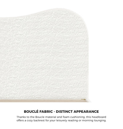 Oikiture Bed Frame Single Size White Boucle Cloud Shape-Bed Frames-PEROZ Accessories