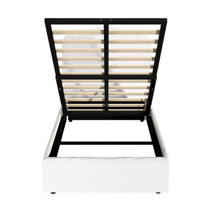 Oikiture Bed Frame King Single Size Gas Lift Beds Platform Boucle-Bed Frames-PEROZ Accessories