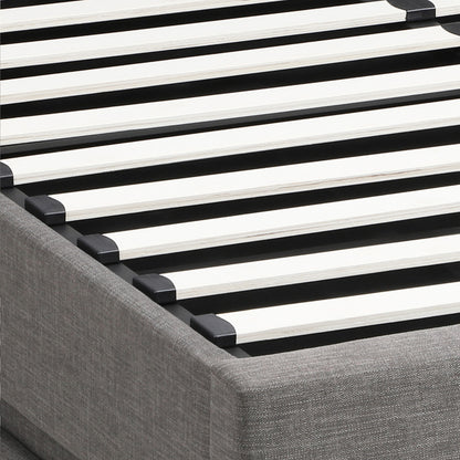 Oikiture Bed Frame Double Bed Frame LED Mattress Base with Gas Lift and Storage Space Grey-Bed Frames-PEROZ Accessories